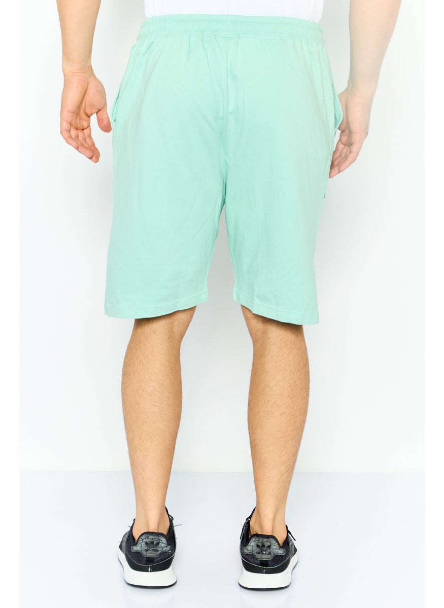 Cambridge - Men Brand Logo Basic Shorts, Aqua Green - Image 1