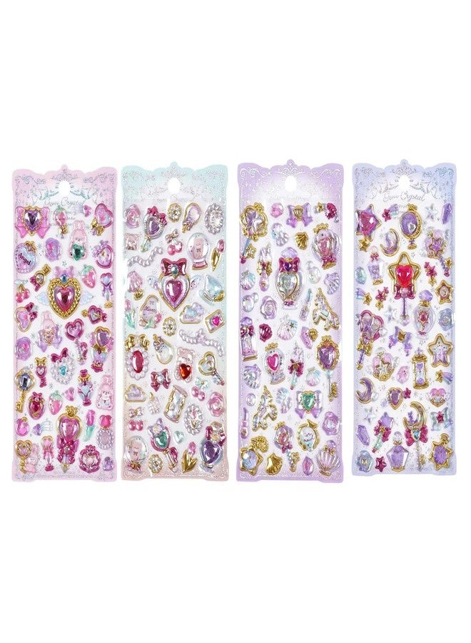 PROBABE Plastic Kawaii Star & Magic Puffy Stickers - 3D Crystal Moon, Wand, and Unicorn Designs - Cute Pastel Puffy Manuall Stickers Set for Kids, Scrapbooking, Journals & DIY Crafts - 4 Sheets - Image 1