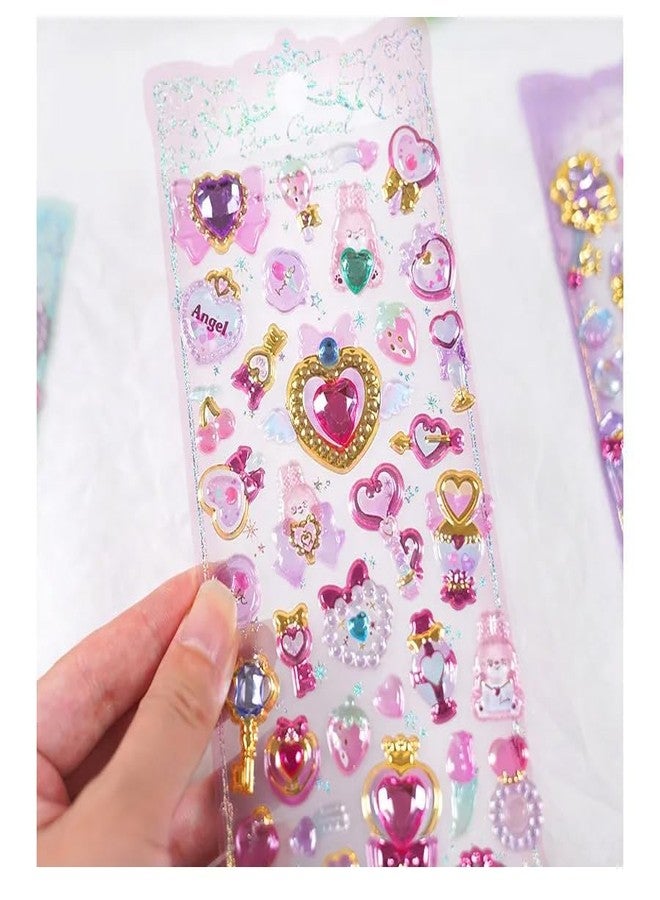 PROBABE Plastic Kawaii Star & Magic Puffy Stickers - 3D Crystal Moon, Wand, and Unicorn Designs - Cute Pastel Puffy Manuall Stickers Set for Kids, Scrapbooking, Journals & DIY Crafts - 4 Sheets - Image 3