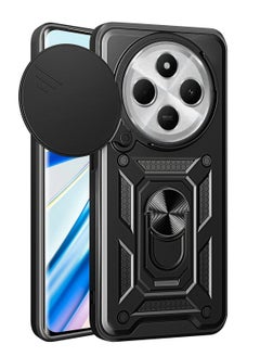 Generic Case Cover Shockproof Window Protective Case with Camera Protection and Metal Ring Compatible with   Redmi 14C 4G / Poco C75 4G (Black)  - Image 1