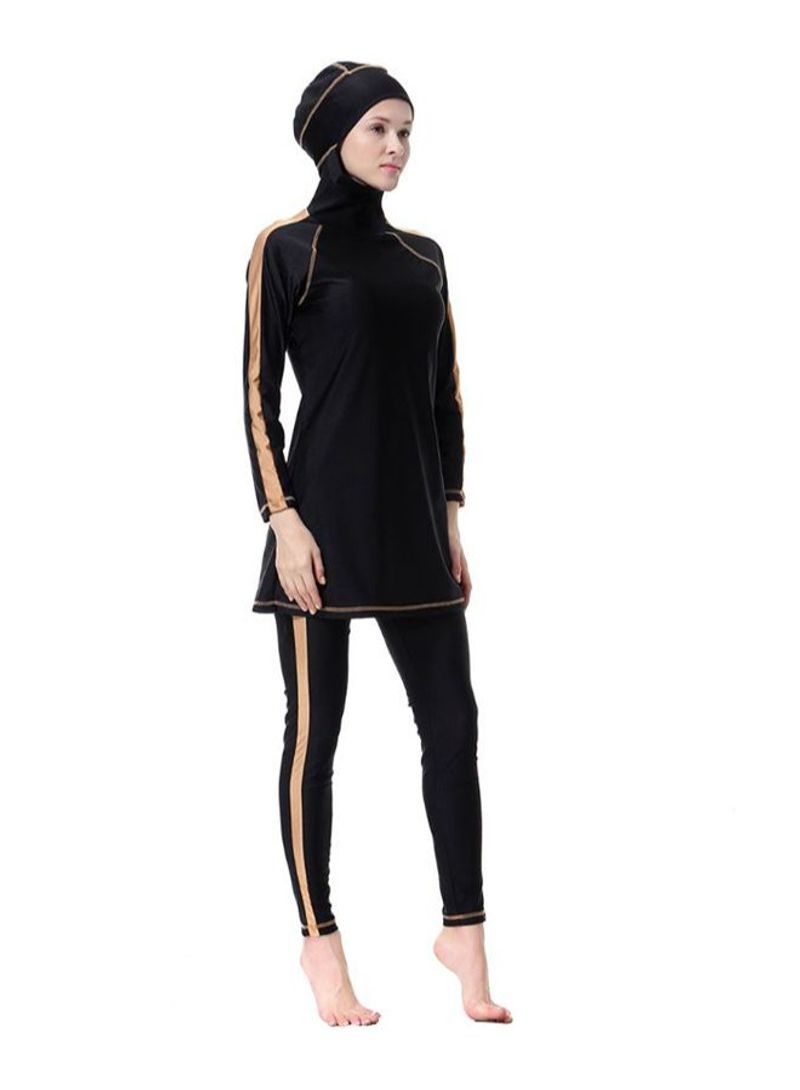 NIBEMINENT Sun Protection Conservative Swimwear Burkinis Black/Brown - Image 1