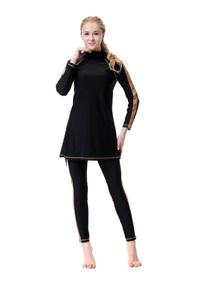 NIBEMINENT Sun Protection Conservative Swimwear Burkinis Black/Brown - Image 3