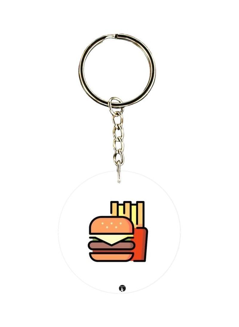 Burger Printed Double-Sided Keychain
