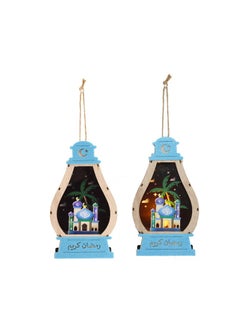 PARTY FUN Ramadan Kareem Wooden Lantern With Light 4x17.5cm of Cozy Brilliance  - Image 1