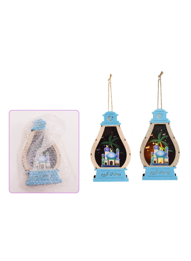 PARTY FUN Ramadan Kareem Wooden Lantern With Light 4x17.5cm of Cozy Brilliance  - Image 2