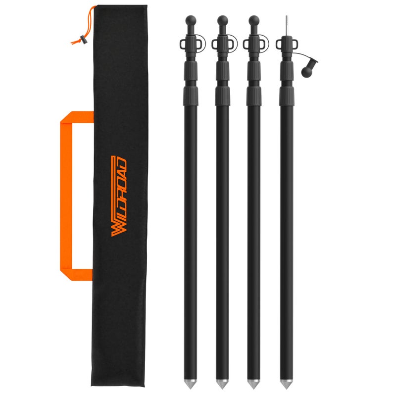 WILDROAD Tarp Poles Tent Poles Canopy Poles 77 ft Telescoping Aluminum Poles with NonSlip Aluminum Cone Bottom Portable and Lightweight Camping Gear for Camping and Awnings Set of 4