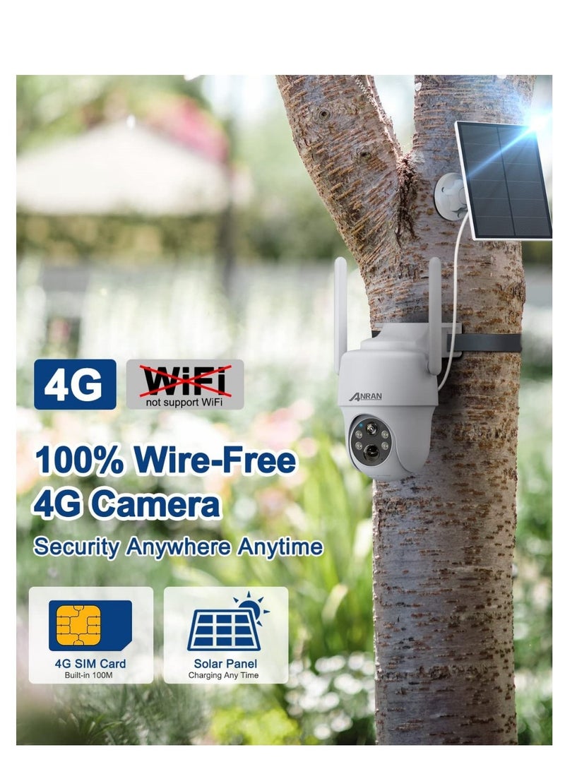 ANRAN - ANRAN 3G/4G LTE Security Camera Outdoor Wireless 2K, No WiFi Security Camera with Solar Panel, Battery Powered Security Camera, PIR Humanoid Detection, Pan Tilt Control, 2-Way Audio PTZ Camera - Image 1