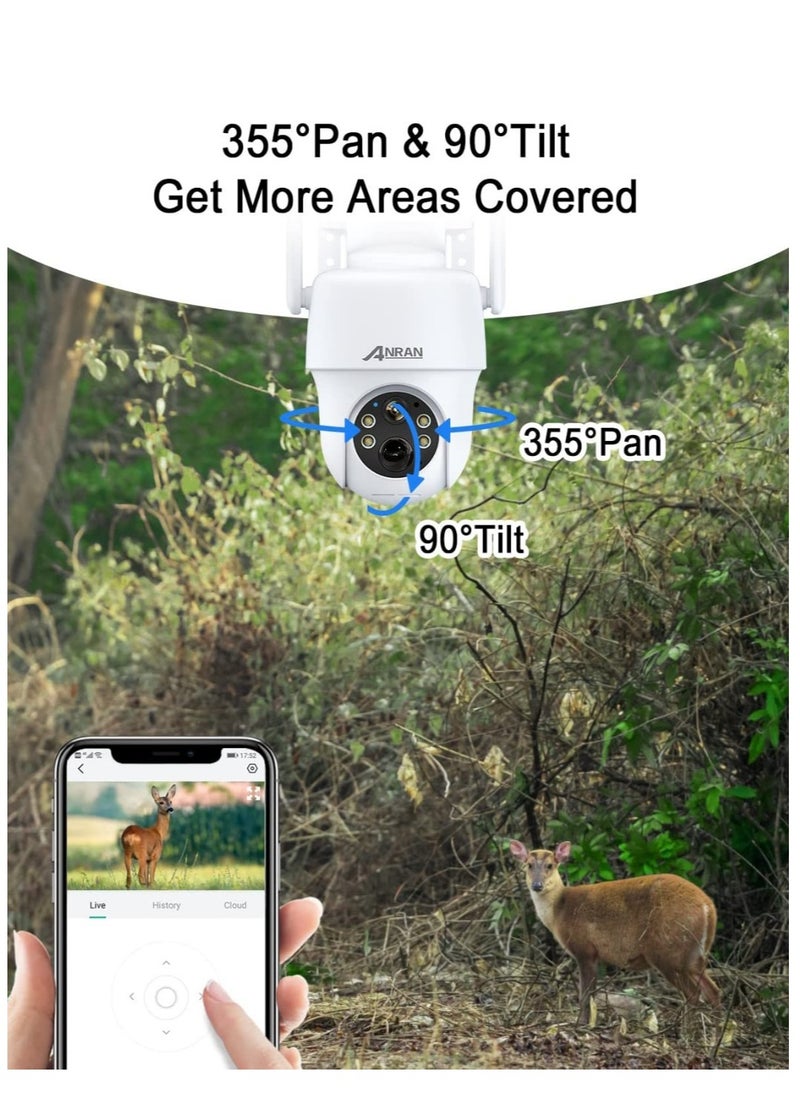 ANRAN - ANRAN 3G/4G LTE Security Camera Outdoor Wireless 2K, No WiFi Security Camera with Solar Panel, Battery Powered Security Camera, PIR Humanoid Detection, Pan Tilt Control, 2-Way Audio PTZ Camera - Image 1
