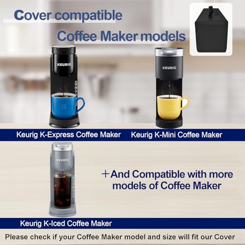 NUENSS-ROR Dust cover for Keurig Single Serve K-Cup Pod Coffee Maker, Heavy Duty Waterproof Coffee Machine Cover for Keurig K-Express, K-Mini and K-Iced Single Serve K-Cup Pod Coffee Maker (Black) - Image 4