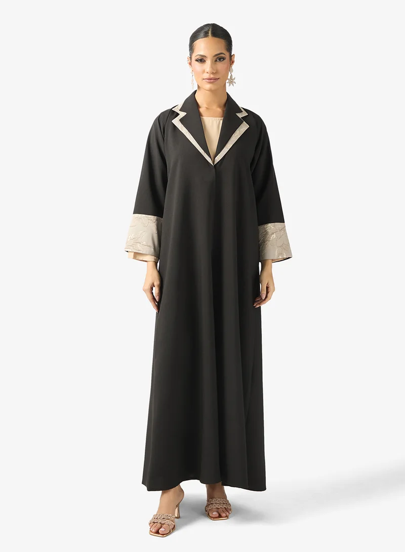 Abaya With Contrast Pattern Hem & Sheila