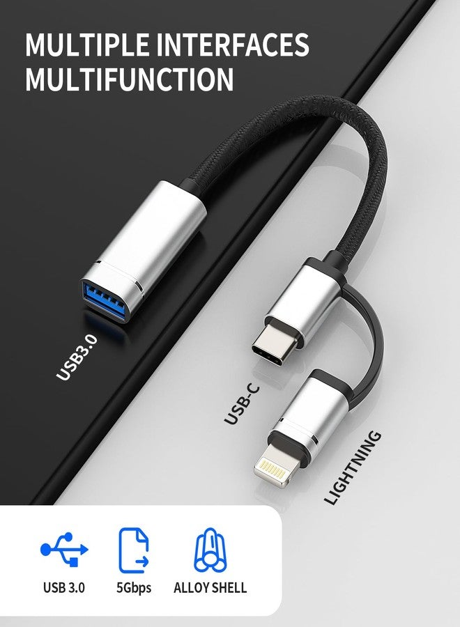 HOYULLI OTG Dongle USB 3.0 Female to USB C Lightning Male Adapter Cable Camera Mouse Port Cord Hub Type C Converter compatible for Samsung Galaxy S23 for Apple for iPhone 15 14 13 12 Pro Max 7 8 for iPad Air4 - Image 5
