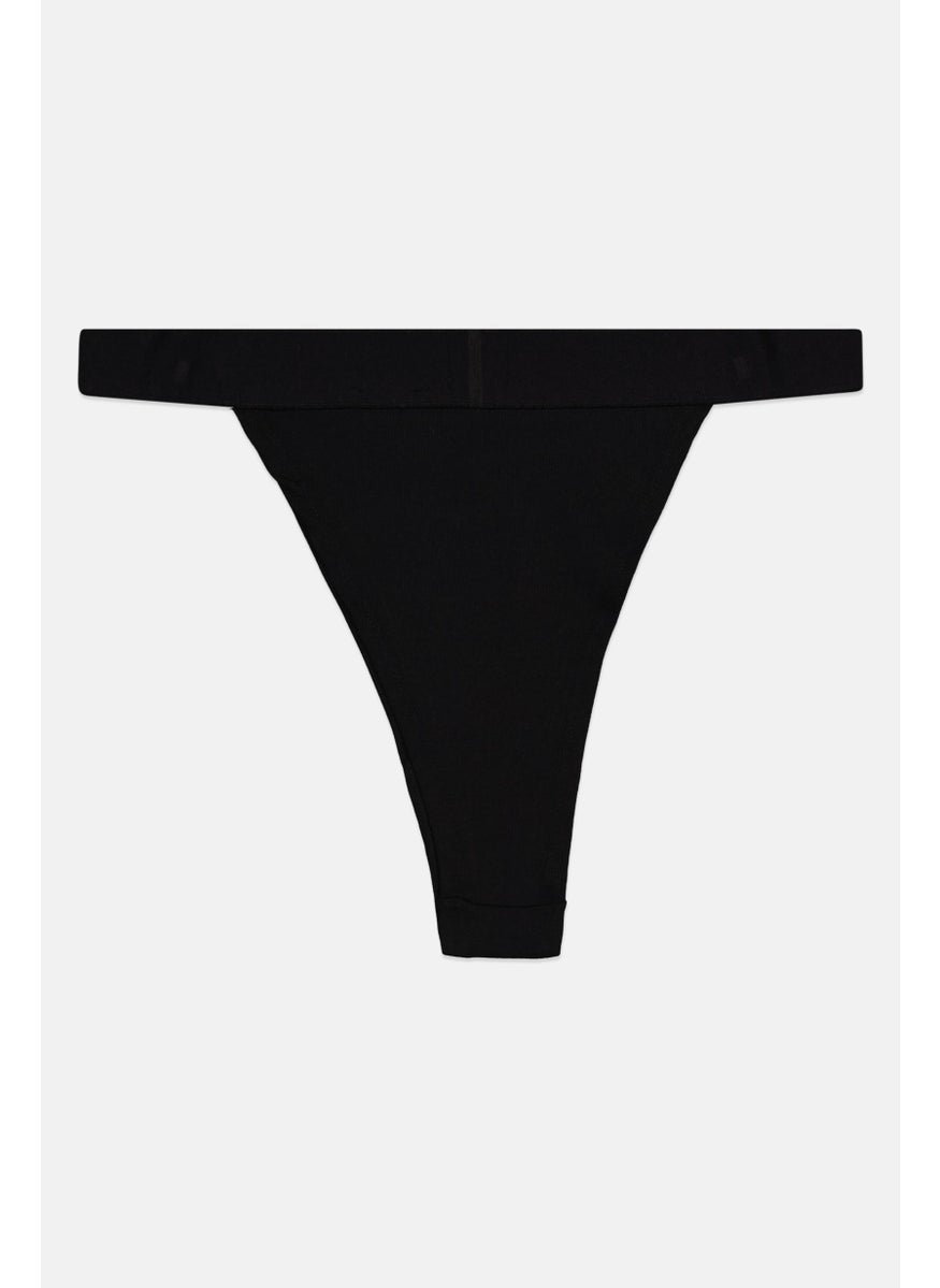 HUGO BOSS Women Ribbed Pull On Panties, Black  - Image 2