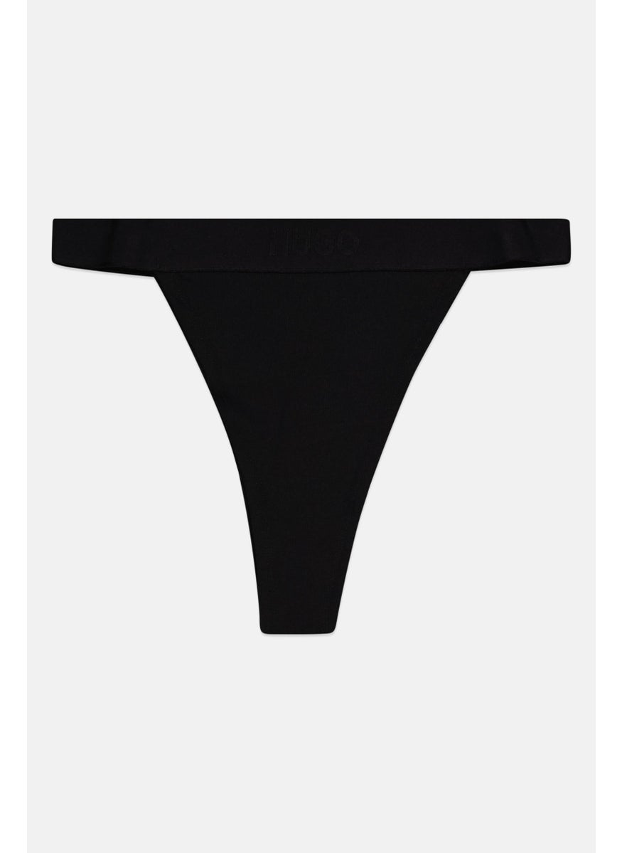 HUGO BOSS Women Ribbed Pull On Panties, Black  - Image 1