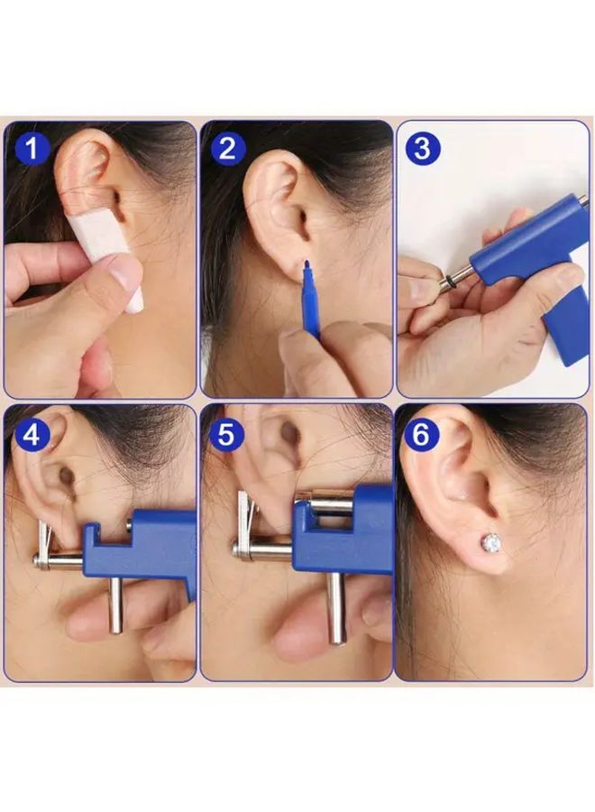 Blue 1PC Ear Piercing Tool Set With 98pcs Lightweight Fashion Earrings - Image 3