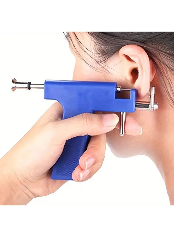 Blue 1PC Ear Piercing Tool Set With 98pcs Lightweight Fashion Earrings - Image 1