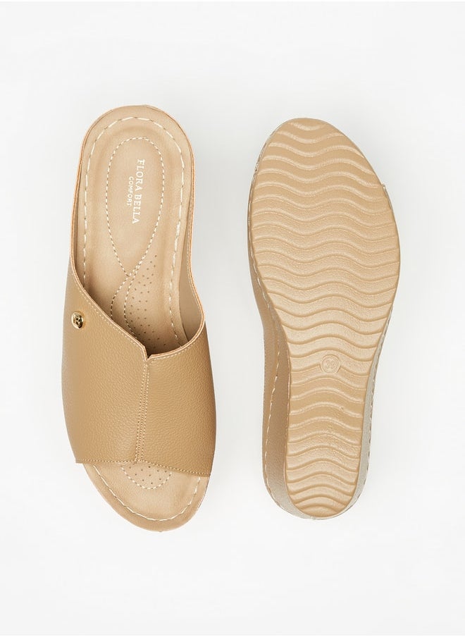 Flora Bella By Shoexpress - Women's Peep Toe Slip-On Sandals With Wedge Heels - Image 1