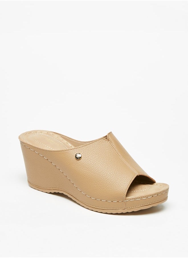 Flora Bella By Shoexpress - Women's Peep Toe Slip-On Sandals With Wedge Heels - Image 1