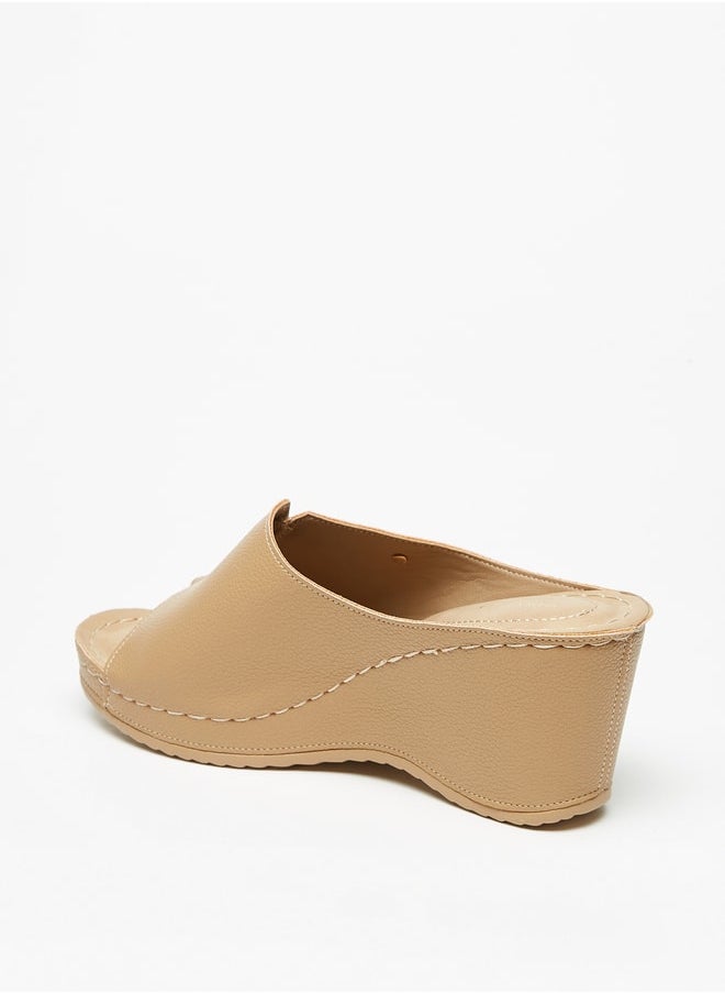 Flora Bella By Shoexpress - Women's Peep Toe Slip-On Sandals With Wedge Heels - Image 1