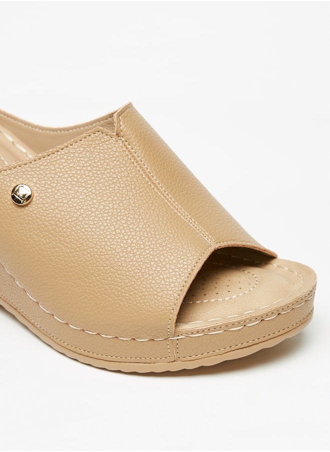 Flora Bella By Shoexpress - Women's Peep Toe Slip-On Sandals With Wedge Heels - Image 1
