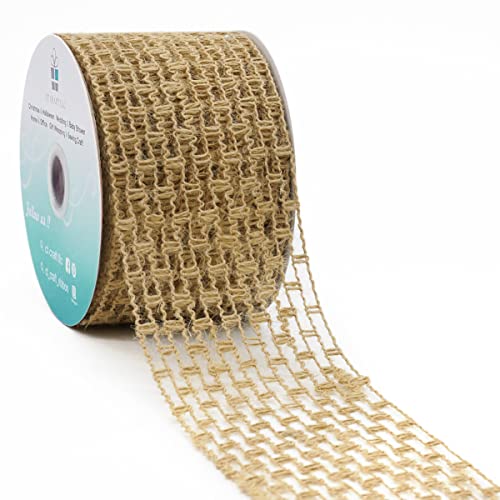 CT CRAFT LLC Mesh Burlap Wired Ribbon 2.5" x 10 Yards Natural Color for Christmas Home Wedding Decor Gift Wrapping Tree Topper Bow Wreath Bouquet DIY Crafts - Image 5