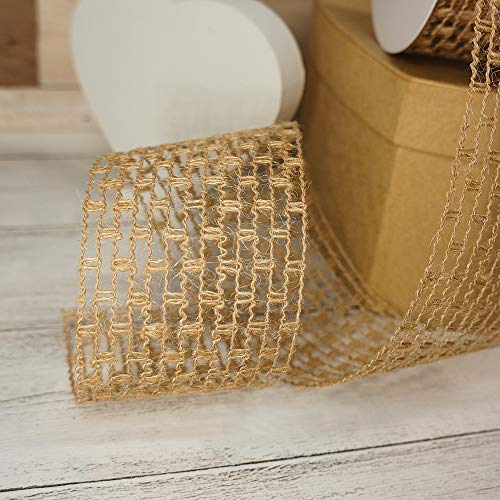 CT CRAFT LLC Mesh Burlap Wired Ribbon 2.5" x 10 Yards Natural Color for Christmas Home Wedding Decor Gift Wrapping Tree Topper Bow Wreath Bouquet DIY Crafts - Image 4
