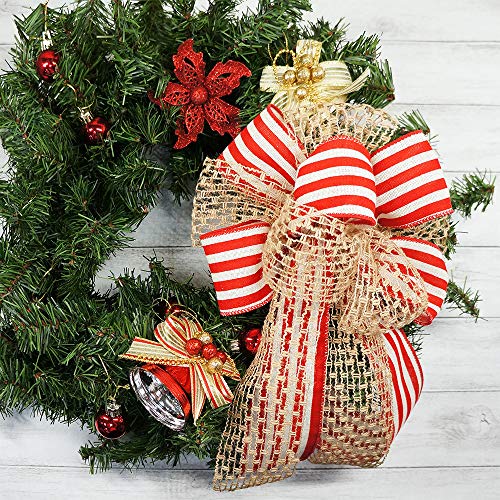 CT CRAFT LLC Mesh Burlap Wired Ribbon 2.5" x 10 Yards Natural Color for Christmas Home Wedding Decor Gift Wrapping Tree Topper Bow Wreath Bouquet DIY Crafts - Image 3