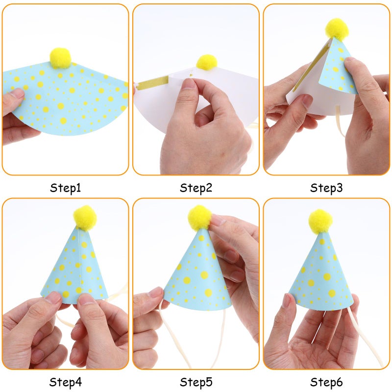 Tucnoeu 10pcs Colorful Mini Party Hats, Cute Dog Party Hats with Pom Poms for Kittens Rabbits Dogs and Stuffed Animals, Adjustable Cone Hat for Birthdays and Celebrations - Image 3