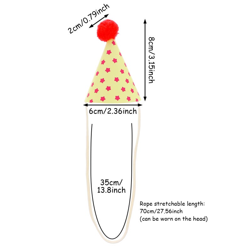 Tucnoeu 10pcs Colorful Mini Party Hats, Cute Dog Party Hats with Pom Poms for Kittens Rabbits Dogs and Stuffed Animals, Adjustable Cone Hat for Birthdays and Celebrations - Image 2