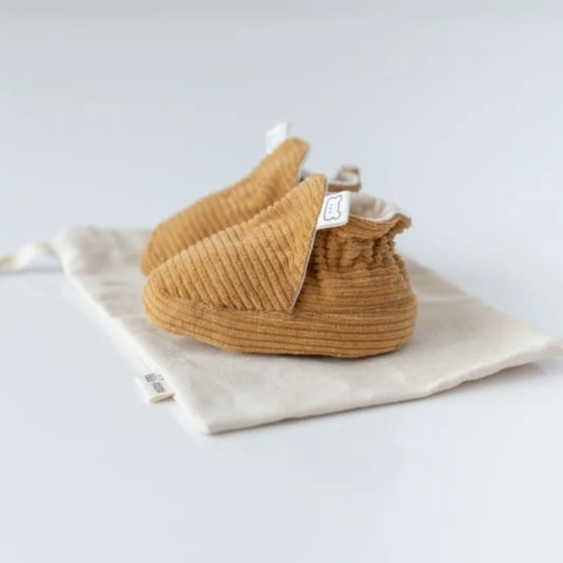 Mama Yoyo Velvet Booties - Coffee - Non-Slip Sole