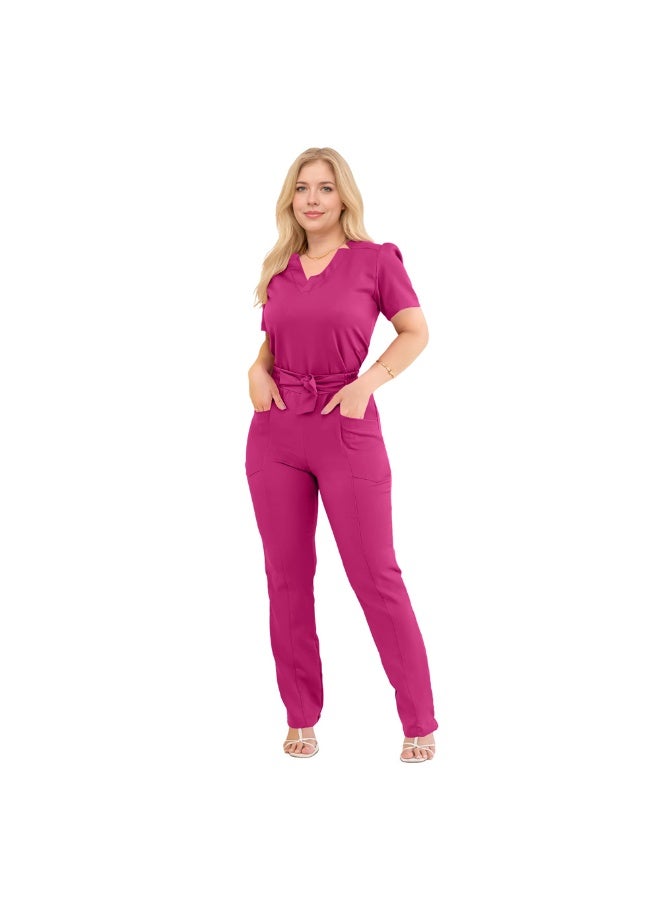 NIBEMINENT Short Sleeve Straight Pants Hospital Work Clothes Beauty Salon Women's Nurse Suit Hand Washing Clothes - Image 2