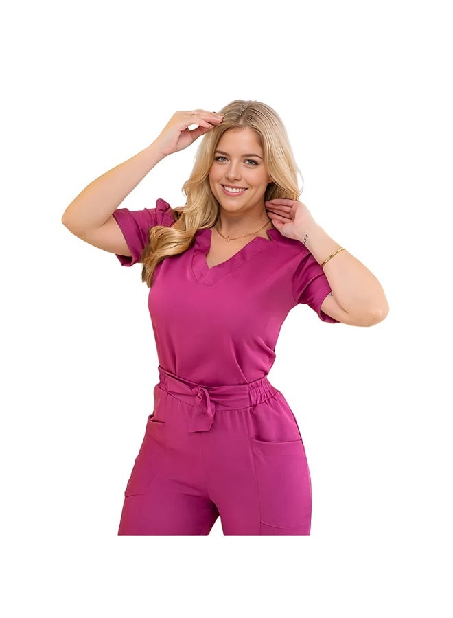 NIBEMINENT Short Sleeve Straight Pants Hospital Work Clothes Beauty Salon Women's Nurse Suit Hand Washing Clothes - Image 1
