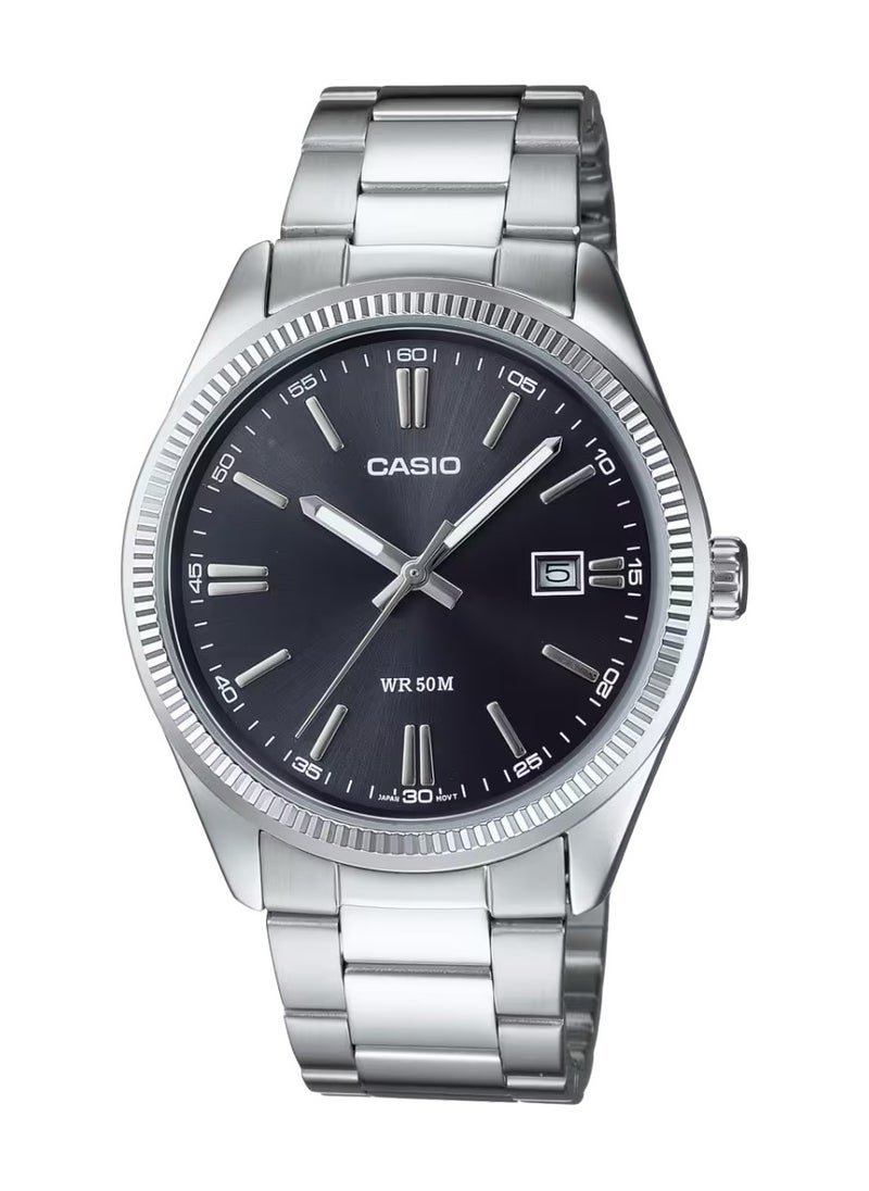 CASIO - Casio Stainless Steel Men's Watch Black Dial, Silver Band - MTP-1302PD-1A1VEF - Image 1