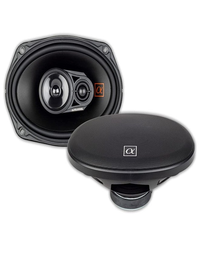 Alphasonik 1 Pair of NS693 Neuron Series 6x9 (420 Watts Max for The Pair) 210 Watts Max Per Speaker 3-Way Full-Range Car Audio Speaker with PEI Dome Tweeter Polypropylene Cone Grilles Included - Image 1