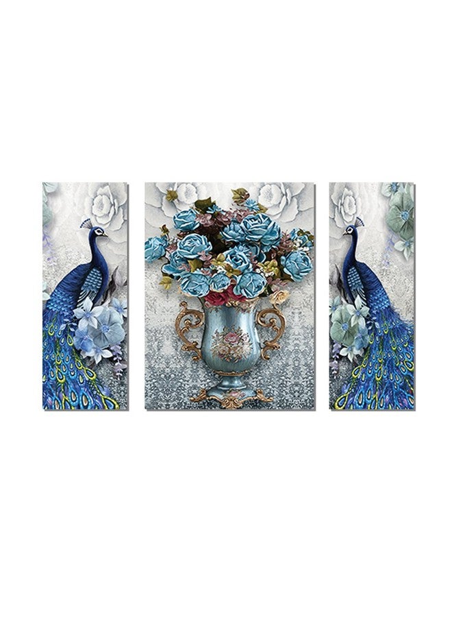 Rangoli New Beautiful Peacock & Flower Vase Painting to Décor Your Living Spaces Digital Reprint, Size-29cm X 43cm (Pack of 1) Multicolor - Image 1