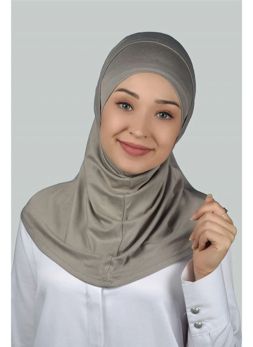 التوبة Double Set Practical Scarf Ready Turban and Hijab Modest Bonnet - Light Mink