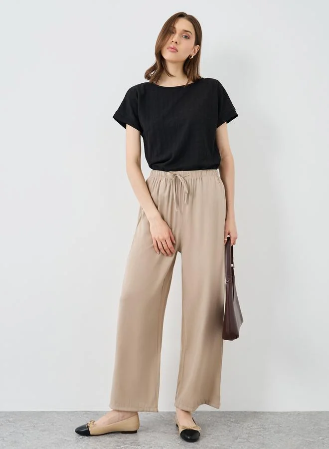 تايك تو Take Two Black Textured Short Sleeve T-Shirt