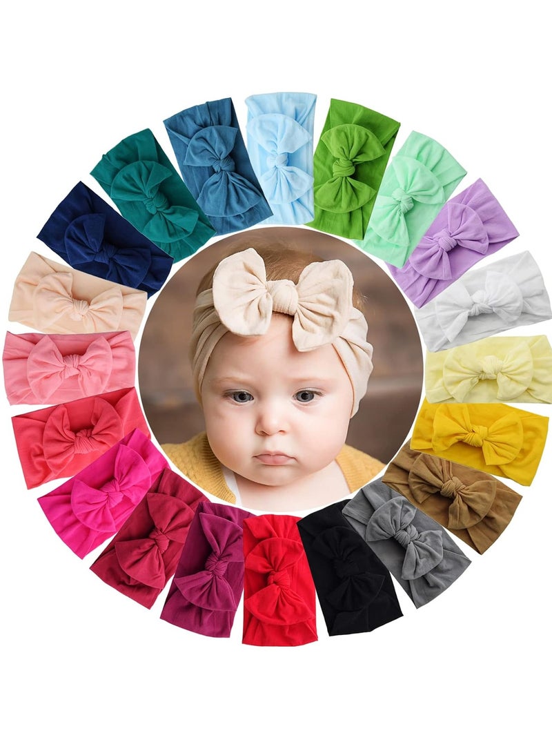 ويلينج تي 20 قطعة من عصابات الرأس المصنوعة من النايلون مقاس 11.43 سم، أربطة شعر مطاطية ناعمة، أكسسوارات شعر للأطفال البنات حديثي الولادة والأطفال الصغار - Image 1