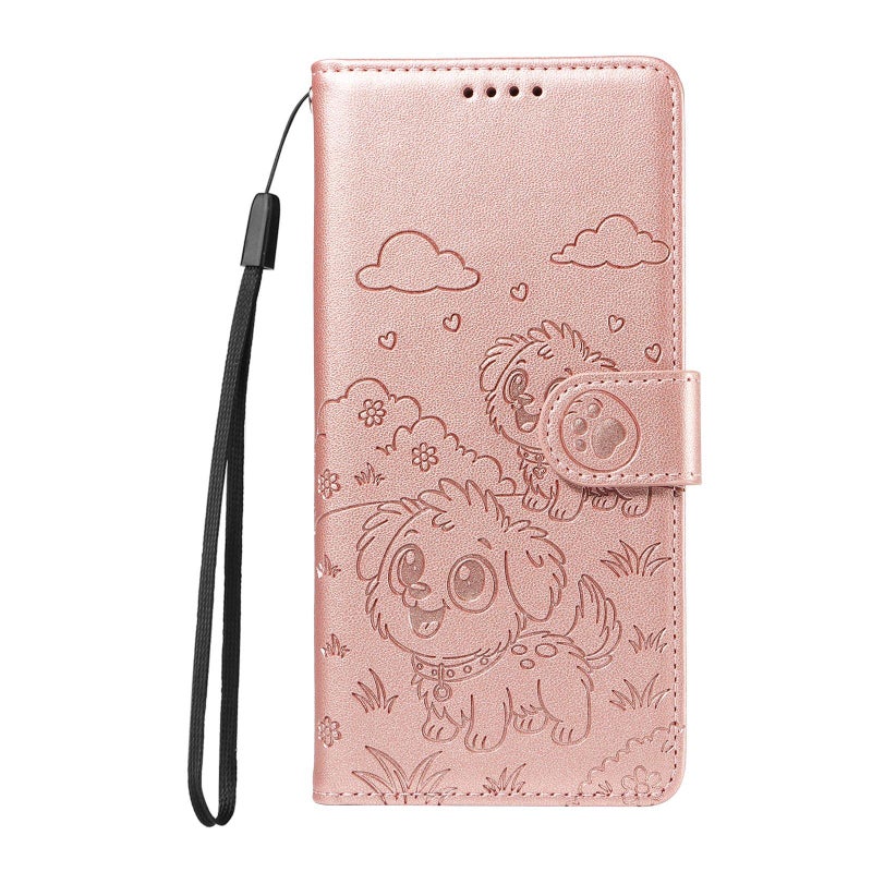 erorex For Tecno Spark 40 Pro 4G Embossed  Dog RFID Blocking Wallet Leather Phone Case(Rose Gold) - Image 2