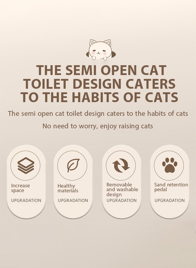 Extra large cat litter box，Semi-Enclosed Sifting Litter Box Cat Litter Box，Large cats, small cats, universal litter boxes, pet supplies，A litter box that can hold 12L of cat litter,Equipped with a cat litter scoop and a cat shaped hollow pedal to prevent sand from coming out of the basin - Image 3