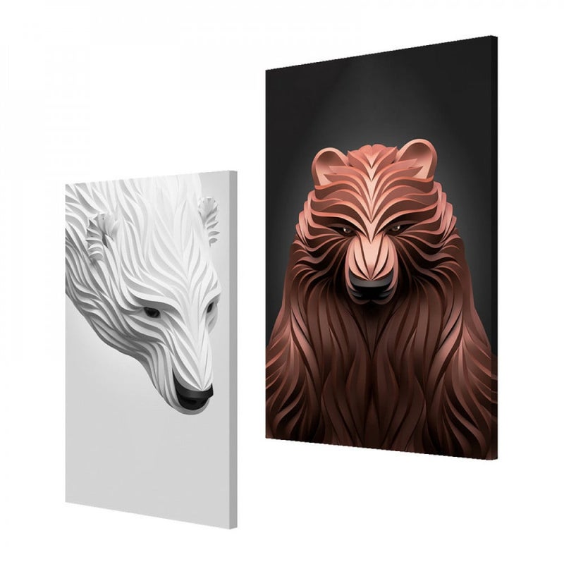 ماركتنا لوحة قماشية ثنائية بتصميم حيوانات بمقاس اجمالي 100×70 سم - Image 2