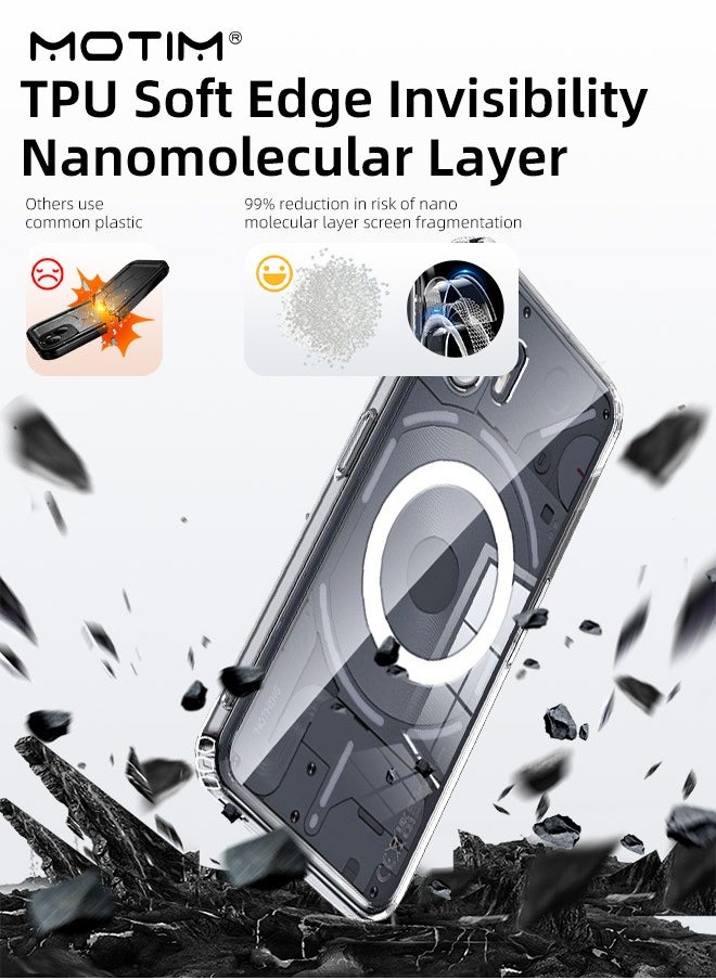 Nothing Phone 2A Case Clear, Mlt-Grade Drop Protection, Not Yellowing Transparent Hard PC Back, Anti-fall Airbag Protective Bumper Shockproof Phone Case, Supports Magnetic Mount Function