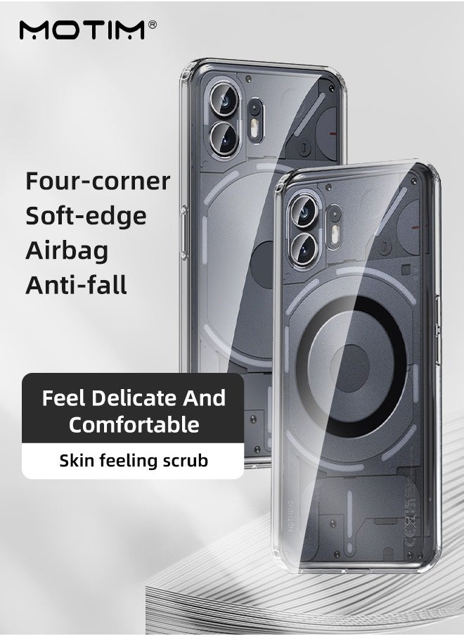 Nothing Phone 2A Case Clear, Mlt-Grade Drop Protection, Not Yellowing Transparent Hard PC Back, Anti-fall Airbag Protective Bumper Shockproof Phone Case, Supports Magnetic Mount Function