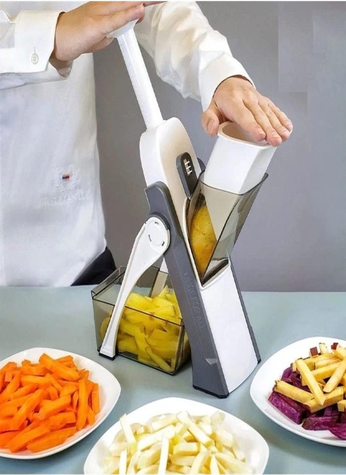 XVersion Vegetable Chopper With Adjustable Thickness  Safe Mandoline Food Slicer for Kitchen |Multifunctional Potato French Fry Cutter, Onion Chopper, Vegetable Cutter, Slicer, Dicer Bluetter, Slicer, Dicer  - Image 2