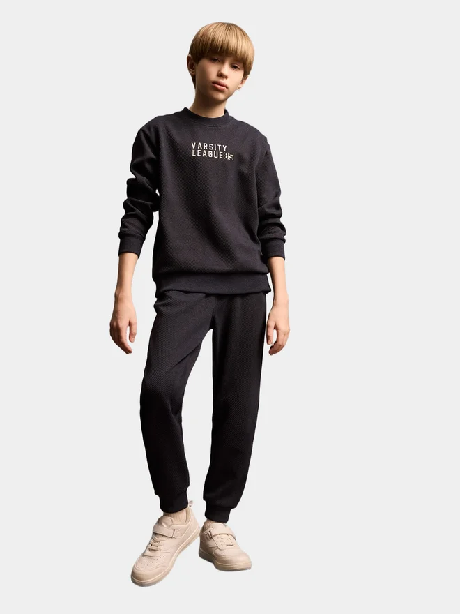 ديفاكتو DeFacto Kids 2pcs Polyester Knitted Crew Neck Printed Sweatshirt and Trousers Set