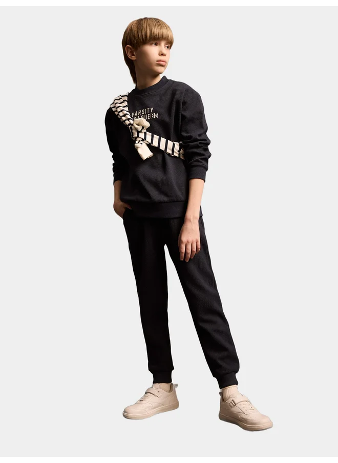 DeFacto DeFacto Kids 2pcs Polyester Knitted Crew Neck Printed Sweatshirt and Trousers Set