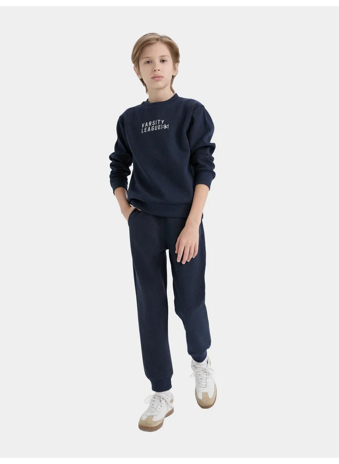DeFacto DeFacto Kids 2pcs Polyester Knitted Crew Neck Printed Sweatshirt and Trousers Set