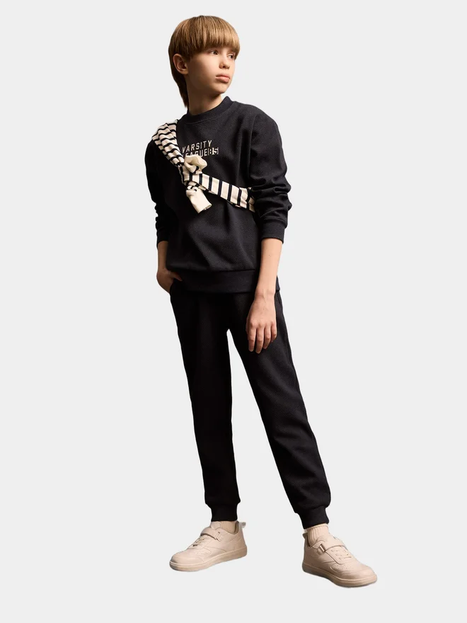 ديفاكتو DeFacto Kids 2pcs Polyester Knitted Crew Neck Printed Sweatshirt and Trousers Set