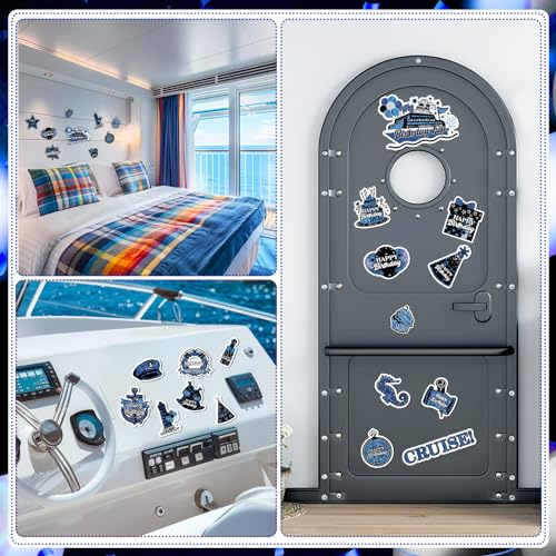 Wayyogh My Birthday Cruise Door Magnets Decorations, Blue Black Silver Happy Birthday Cruise Ship Door Decor Magnetic for Women Men Girls Boys Anniversary Party Supplies Door Refrigerator Fridge Car Kitchen - Image 5