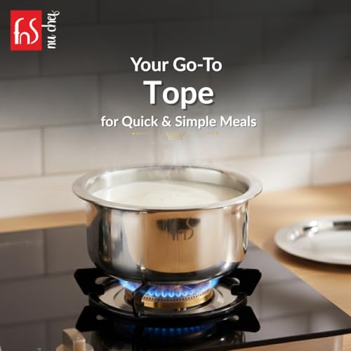 FnS NuChef Triply Tope 18 cm – Stainless Steel 3-Ply Cookware – Even Heat, Gas & Induction Compatible Multipurpose Cooking Pot for Boiling, Sauces & Curries - Image 3