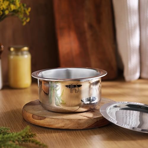 FnS NuChef Triply Tope 18 cm – Stainless Steel 3-Ply Cookware – Even Heat, Gas & Induction Compatible Multipurpose Cooking Pot for Boiling, Sauces & Curries - Image 2